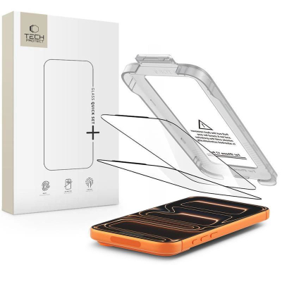 Xham mbrojtës Tech-Protect Quick Set+ për iPhone 17 Pro, set 2 copë, xham 9H, i zi