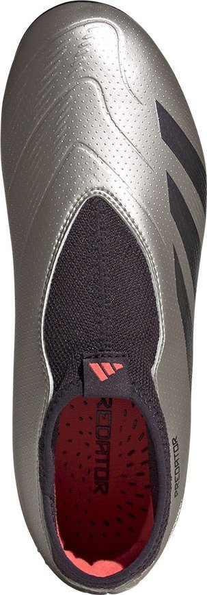 Këpucë futbolli për kalamaj adidas Predator League LL FG Jr IF6357, pa lidhëse, për fushë me bar natyral, gri me të zezë