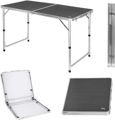 Tavolinë kampingu Nils Camp NC1605, 60 x 120 x 70 cm, e palosshme, gri