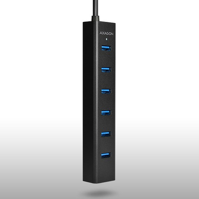 Qendër USB Axagon HUE-SA7BP, 7x USB-A 3.0, 2A, e hirtë