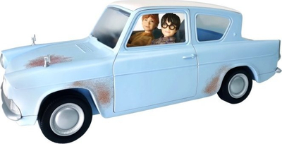 Set lodër Harry Potter Ron, makinë Ford Anglia fluturuese, me dy kukulla, blu