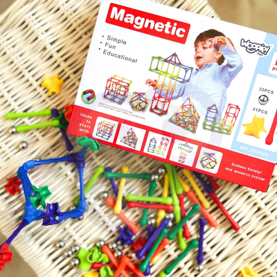 Set ndërtesash magnetike WOOPIE Magnetic Construction Blocks Puzzle, 110 pjesë, për kalamaj 3+