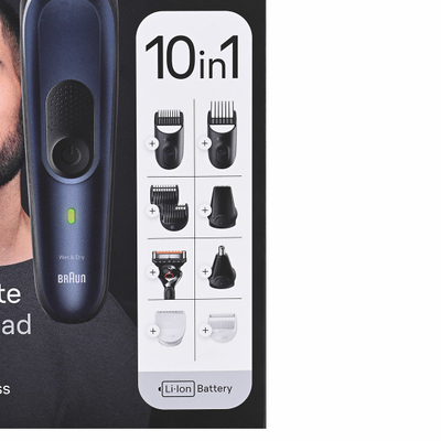 Trimer Braun All-in-One MGK7410, 13 nivele gjatësie, deri në 100 min, i zi