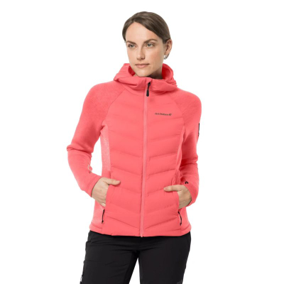Јакна за жени Jack Wolfskin Tasman Jkt W, полиестер, со капа, корална