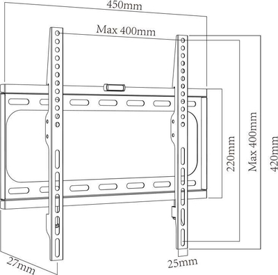 Mbajtëse muri për TV Ergosolid Arcen, 32\"–55\", deri 30 kg, e zezë