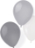 Balona Amscan Latex, 25.4 cm, set 8 copë, argjendtë dhe të bardha