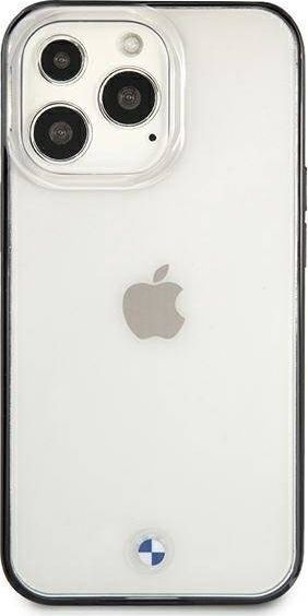 Kapak telefoni BMW Signature Collection për iPhone 13 Pro Max, shpinë transparente, kornizë e zezë