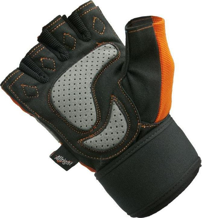 Doreza fitness Allright Bodybuilding Gloves Pro, me mbajtëse te kyçi, madhësia XXL, portokalli me të zezë
