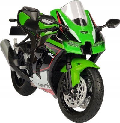 Model motori i vogël Welly Kawasaki Ninja ZX-10R 2020, shkalla 1:12, die-cast, jeshile me të zezë