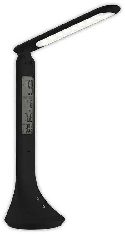 Lampë tavoline Avide LED Calendar, 5W, ekran LCD, e zezë