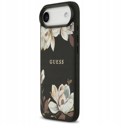 Mbulesë telefoni Guess Grained Flowers MagSafe, për iPhone 17 Air 17 Pro, e zezë