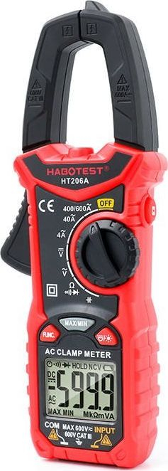 Matës universal me kapëse Habotest HT206A, True RMS, me ekran LCD, i kuq