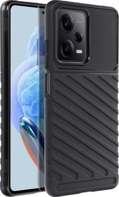Mbrojtëse silikoni për Xiaomi Redmi Note 12 Pro 5G Poco X5 Pro 5G, antirrëshqitëse, e zezë