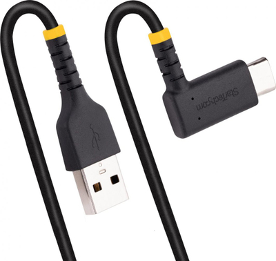 Kabllo karikimi StarTech.com, USB A në USB C, 30cm, kënd i djathtë, i zi