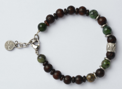 Byzylyk Green Time Wooden Bead Bracelet ZWB219A