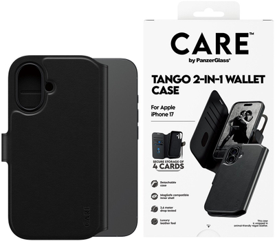 Këllëf portofol PanzerGlass CARE by Feature Case Tango, MagSafe, për iPhone 17, i zi