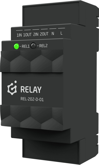 Модул реле Grenton Relay V2 REL-202-D-01, 2 излези 2Hp, TF-Bus DIN, црн