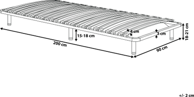 Bazë shtrati teke, 90x200cm, kornizë metalike, letat druri, e zezë