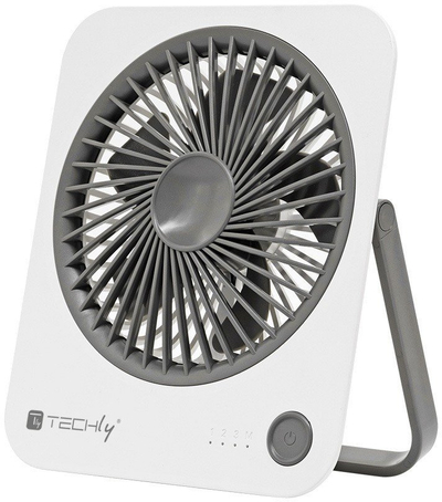 Тересен вентилатор Techly IC-FAN-DSK1WG, пренослив, на батерии, бел