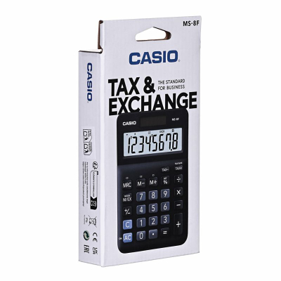 Kalkulator tavoline Casio MS-8F, 8 shifra, TVSH dhe valuta, i zi