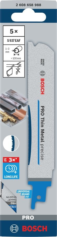 Сечиво за реципрочна пила Bosch Professional S937EAF, 150mm, сет 5 парчиња, за метал