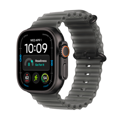 Apple Watch Ultra 4 Cellular 49mm Black Titanium Case with Translucent Black Ocean Band