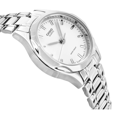 Orë dore Casio LTP-1275D-7A, për femra, çelik inox, me kornizë argjendi