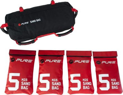 Sandbag trajnimi Pure2Improve, 4 herë 5 kg, 20 kg gjithsej, ngjyrë e zezë