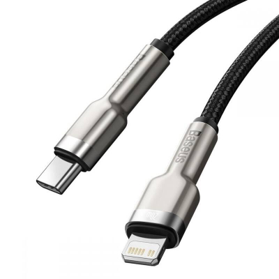 Kabllo karikimi Baseus CATLJK-B01, USB C në Lightning, 2 m, e zezë