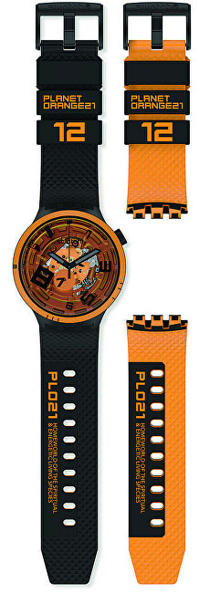 Orë dore Swatch Big Bold OOPS! SB01B127, e zezë/portokalli