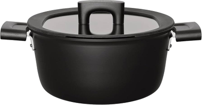Tenxhere Fiskars Hard Face, 3.5L, alumini, me kapak, e zezë