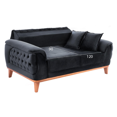 Set dhomë ndenjeje BENNINGTON, 3 pjesë, kadife HM11745.01, zezë