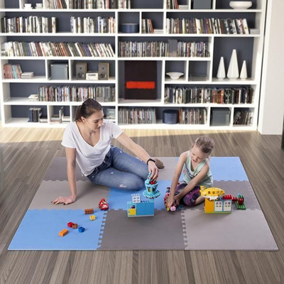Подлога за вежбање One Fitness puzzle, 9 парчиња, сина/сива