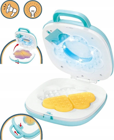 Lodër kuzhine Adar Waffle Maker, me drita dhe zë, set aksesorësh, bardh e kaltër