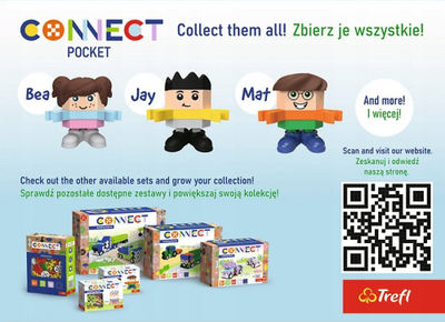 Lojë ndërtime Trefl Connect Pocket Boy Adi, 35 copa, me shumë ngjyra
