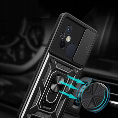 Kapak telefoni Tech-Protect Camshield Pro për Xiaomi Redmi 12C, me unazë 360°, i zi