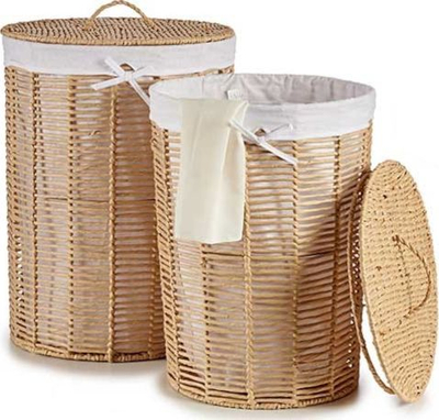Set shporta rrobash Kipit, kallam natyral, 44x44x56 cm, 2 copë