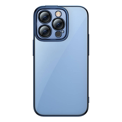 Set mbrojtës Baseus Glitter, kllapë transparente dhe xham i temperuar për iPhone 14 Pro, blu