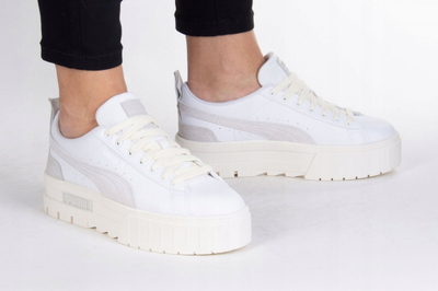Atlete goca Puma Mayze Thrifted W, me platformë të lartë, material sintetik, të bardha me bezhë