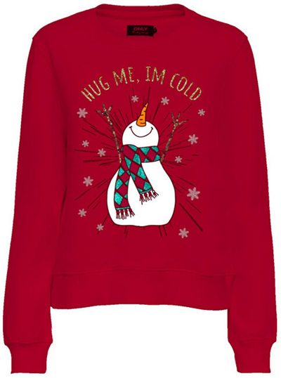 Triko ONLY DA Regular Fit 15270956 Urban Red SNOWMAN