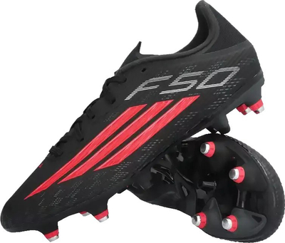 Këpucë futbolli Adidas F50 League SG, Soft Ground, të zeza me të kuqe