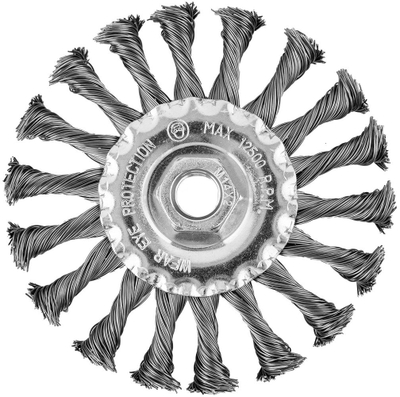 Furçë teli Graphite 115mm, fije çeliku të përdredhura, lidhje M14, gri