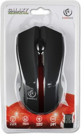Maus Rebeltec Galaxy, wireless, USB, i zi dhe i kuq