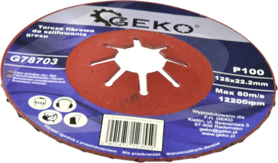 Диск од влакна Geko G78703, 125mm, P100, за гранитогрес