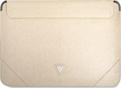 Këllëf laptopi Guess 16" Case, lëkurë Saffiano, mbyllje magnetike, bezhë