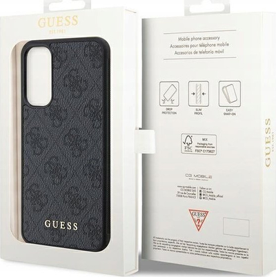 Kapak telefoni Guess 4G Logo për Samsung Galaxy A34 5G, plastike edhe TPU, gri