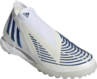 Këpucë futbolli adidas Predator Edge.1 TF GW3655, pa lidhëse, për tapet artificial, të bardha me blu