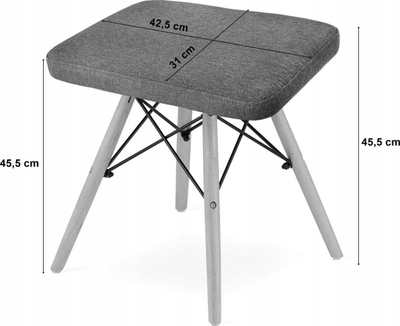 Tabure Oskar Stool WERK, material gri, këmbë natyrale druri