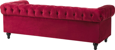 Divan Beliani Chesterfield, 3 vende, kadife, i kuq