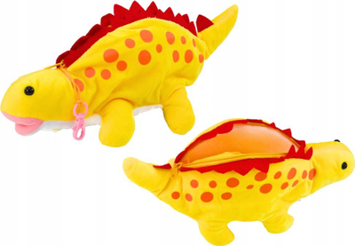 Portofol pelushi dinosaurus, me hapësirë ruajtjeje, varëse, i verdhë